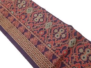 縞に幾何学模様織出し名古屋帯